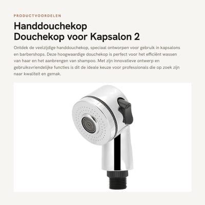 Dailygoods - Handdouchekop - Douchekop voor Kapsalon - 2 Functies - Zilver/Zwart - Shampoo Adapter - Ideaal voor Barbershops - Douchekop met Massagefu...