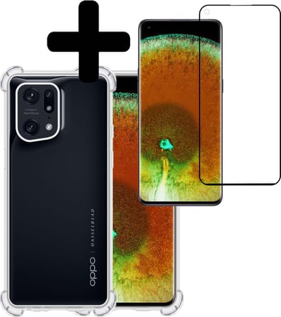 Hoesje - Met Screenprotector - Geschikt voor OPPO Find X5 - Sterk & Shockproof - Siliconen Case - Back Cover - Telefoon Hoes - Shock Proof - Telefoonhoesjes - Transparant