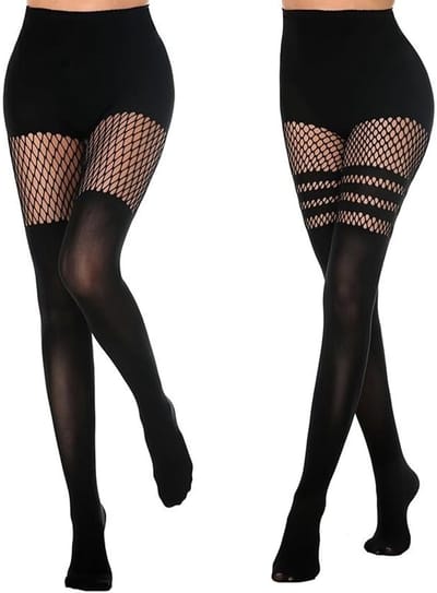 Dailygoody - Jarretel kousen - Ondoorzichtige panty's - Duurzaam en ademend - Zwart - Dijlange mesh visnetkousen - Voor een trendy look - One size