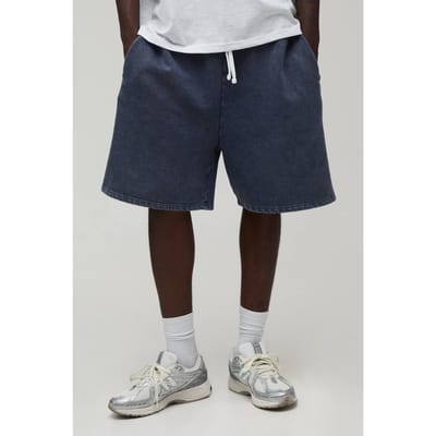 Ruimvallende Essential Gewassen Jersey Short | Washed Navy | Size XS