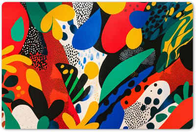 Placemats 45x30 cm - Placemat kunststof - 1 stuk - Abstract - Planten - Vormen - Kleurrijk - Borden onderleggers - Decoratie voor op tafel - Keuken tafeldecoratie accessoires - Vinyl onderlegger - Tafelversiering