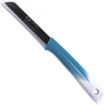 Solingen Kartelmes – Tomatenmes met Kartel – RVS – 19 cm met Blade Cover – Bi-Color Turquoise met Wit