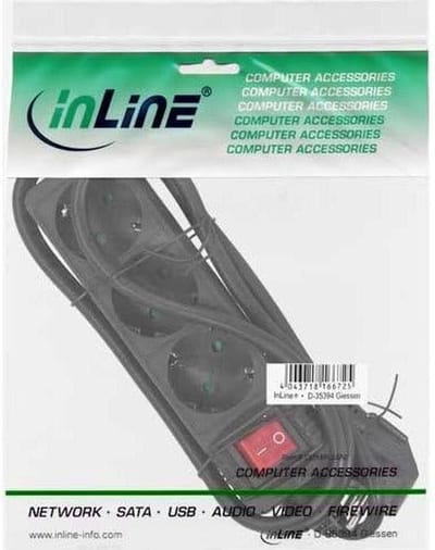 Contactdoos met schakelaar - Stroomverdeler - Apparaten aansluiten - Verlichte aan/uit schakelaar - 5 meter kabel - Zwart