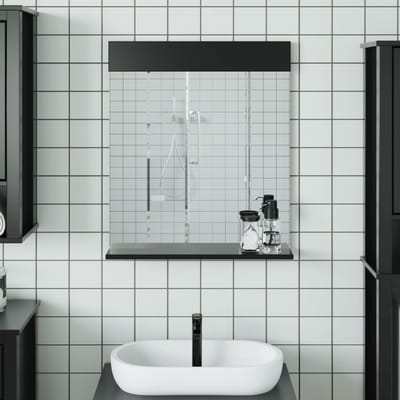 vidaXL - Badkamerspiegel - met - schap - BERG - 60x12x70 - cm - massief - hout - zwart