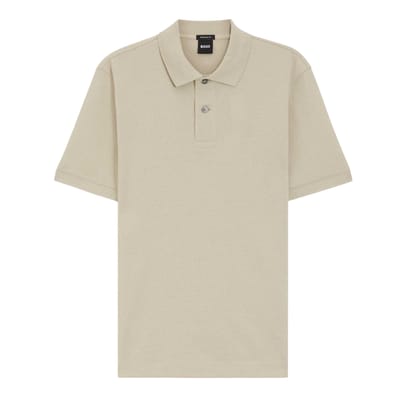 Boss Herenpolo van katoen met geborduurd Pallas-logo (Beige)