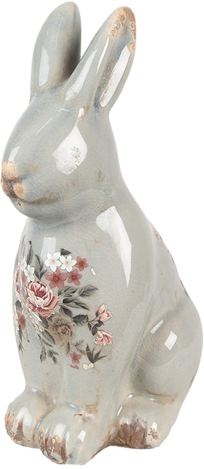 Clayre & Eef Decoratie Beeld Konijn 27 cm Grijs Keramiek