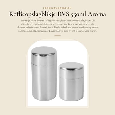 Dailygoods- Theeblik met aroma beschermdeksel - Bewaarblik - Theeblik voor losse thee - Roestvrij staal - Duurzaam - Lichtbescherming - Opslagblik