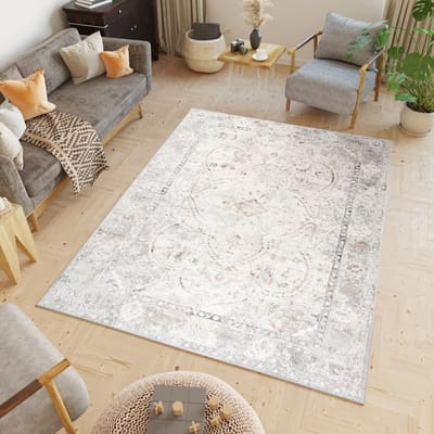 Tapiso Valley Vloerkleed Tapijten Woonkamer Beige Vintage Maat- 80x150