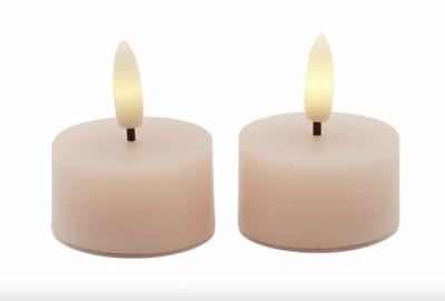 Sirius Sille LED Theelichtjes – Set van 2 – Dusty Peach/licht roze/oranje– Ø 4,5cm x 2,2cm – Realistische Vlam – Batterij