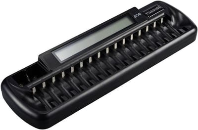Batterijlader - Acculader Oplader - Batterijen Opladen - 16 Batterijen Tegelijk - 33.8 cm - Zwart