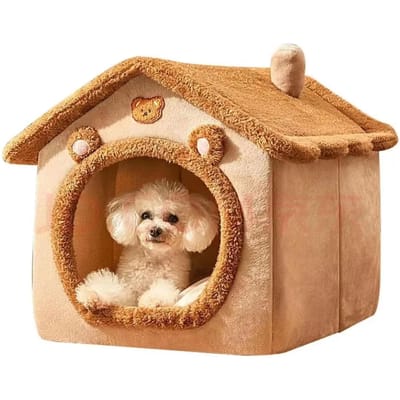 Maison pour chats et chiens Petite maison pour chien démontable et lavable Fournitures pour animaux de compagnie quatre saisons L marron