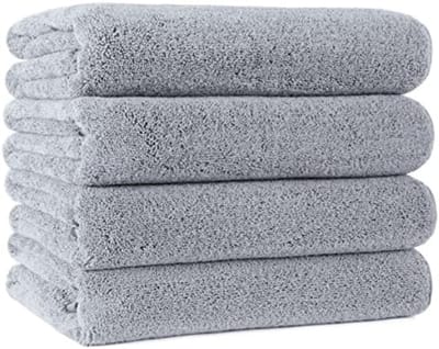 PromoHome Microvezel Badhanddoeken Set - 4 Stuks Grijs - Extra Groot Formaat 145x76 cm - Snel Drogend, Zacht, Lichtgewicht, Absorberend - Ideaal voor Zwembad, Gym, Reizen, Camping