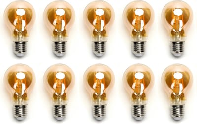 Gloeilamp E27 10 stuks | LED 8W=63W warmwit | 850 Lumen - 2200K - amber glas