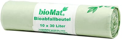 50x 10 bioMat Compost zakken op zetmeelbasis 30 l 60 cm x 53 cm ohne Tragegriff 17 my