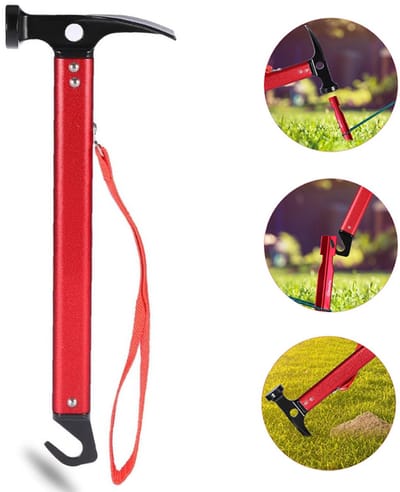 Campinghamer - Tenthamer - Kampeer Hamer - Hamer - Haring hamer - Tent haringen uittrekker - haringtrekker - Met haringtrekker - Hamer Klauwhamer - Multifunctionele hamer - Comfortabele grip - Multifunctioneel - Voor camping, bivak buitensporten
