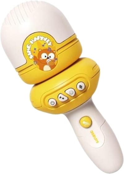 Karaoke microfoon speelgoed - Zingapparaat stemwisselaar - Zang oefenen - Opnamefunctie ingebouwd - 88 cm hoog - Geel