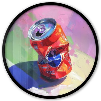 Poster in lijst Rond - Fotolijst 40x40 cm - Posters - Frisdrank - Blik - Paars - Ronde posterlijst zwart - Decoratie - Wanddecoratie woonkamer - Muurdecoratie slaapkamer
