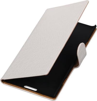 Wit Krokodil Booktype Nokia Lumia 1520 Wallet Cover Hoesje