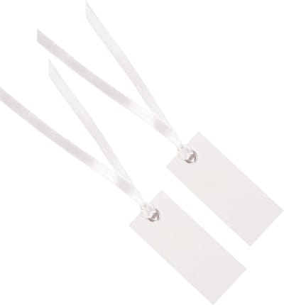 Santex cadeaulabels met lintje - 24x stuks - wit - 3 x 7 cm - naam tags