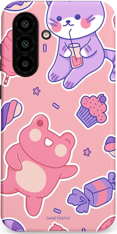 Casetastic hoesje geschikt voor Samsung Galaxy A36 / Samsung Galaxy A56 - Dubbellaagse bescherming - Snoepvriendjes - Fashion Case - Lichtroze Lavendel Koraal