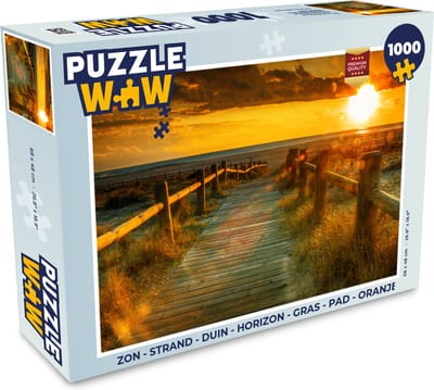 Puzzel Zon - Strand - Duin - Horizon - Gras - Pad - Oranje - Legpuzzel - Puzzel 1000 stukjes volwassenen