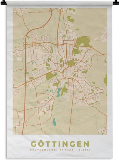 Wandkleed - Wanddoek - Plattegrond - Göttingen - Vintage - Stadskaart - Kaart - 120x180 cm - Wandtapijt
