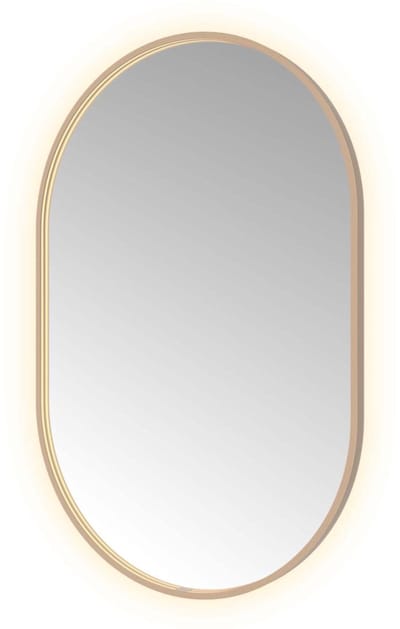 Hotbath &More OVA812 Oval spiegel 80x120cm met verlichting, spiegelverwarming, kleurwissel, dimbaar en afstandsbediening geborsteld koper PVD