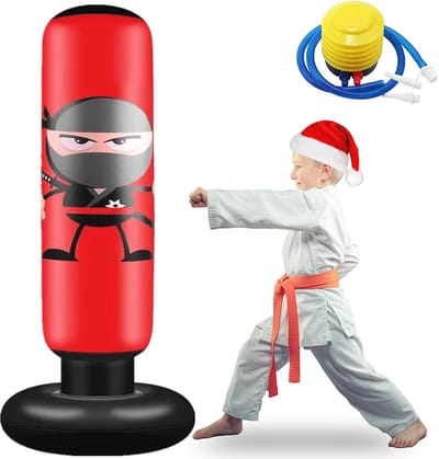 Vrijstaande Opblaasbare Bokszak voor Kinderen - Ideaal voor Karate en MMA Oefeningen - 61 Inch Hoog