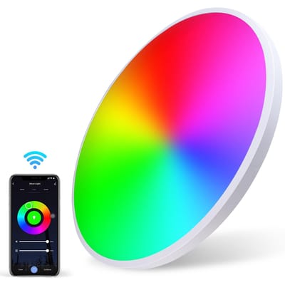 A C110-120V 24W Intelliegnt 84LEDs plafonnier BT/Mode connecté sans fil application de téléphone Tuya et US Plug red