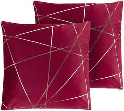 PINUS - Sierkussen set van 2 - Rood - 45 x 45 cm - Fluweel