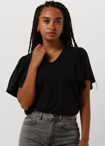 Minus Rianne V-neck T-shirt Tops & T-shirts Dames - Shirt - Zwart - Maat S