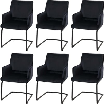 Set van 6 sledestoelen MCW-N60, eetkamerstoel keukenstoel stoel, stof/textiel Öko-Tex ~ antracietblauw