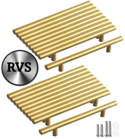 20 X MSQDESIGN RVS Handgrepen Goud - Handgreep 200mm - Hartafstand 128mm - Handgreep keukenkast T vorm - Gouden Meubelgreep RVS - Goude Handvatten keuken - RVS Handgreep Goud voor keuken , kast en deurjes - Moderne Deurgreepjes - incl schroeven