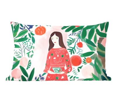 Sierkussens - Kussentjes Woonkamer - 60x40 cm - Kerstmis - Vrouw - Planten - Groen - Rood