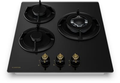 Klarstein Kookplaat Victoria gasfornuis, 45 cm retro glazen , 3 branders, 6050 W, geschikt voor LPG en aardgas, elektrische ontsteking, vlambeveiliging, slang- en regelaarset, zwart - voor Keuken - Aluminium - Kookveld - Cooktop - Hob