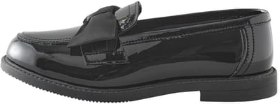 Next - Meisjes - Leren loafers met strik voor school met brede pasvorm (G) - Zwart