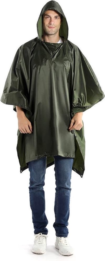Philippe Sail regenponcho voor wandelen, lopen, fietsen - 100% waterdicht van polyester in een handig opbergtasje