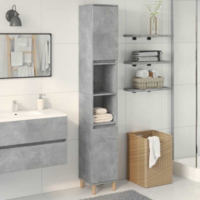 vidaXL - Badkamerkast - 30x30x190 - cm - bewerkt - hout - betongrijs