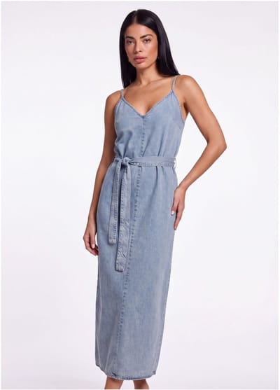 Freebird Dnm-tencell-26-2 Dames - Jurk - Lichtblauw - Maat L