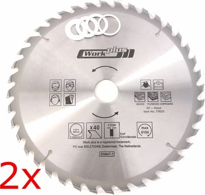 2X Carbide Tipped 10" Cirkelzaagblad  40 tands Cirkelzaagblad Ø 250 x 2.8 x Ø 30mm incl 4 verloopringen (25)