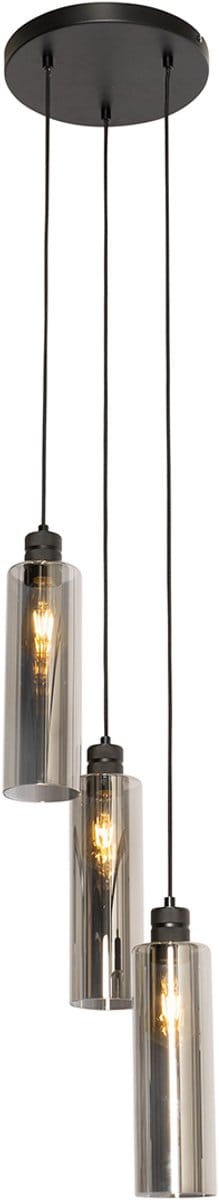 QAZQA stavelot - Moderne Hanglamp - 3 lichts - Ø 30 cm - Zwart - Woonkamer | Slaapkamer | Keuken
