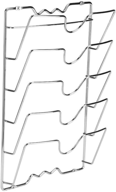 Dailygoods- Pannendekselrek Wandmontage - Beveiligt 5 Deksels - Keukenorganisatie - Ruimtebesparend - Opbergoplossing - Veilig en Toegankelijk - Dekselhouder