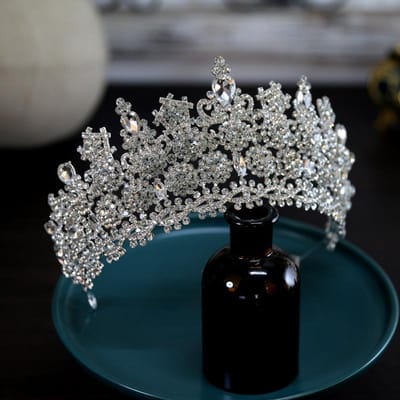 Style Européen Ambiance Luxueuse Nouvelle Mariée Couronne de Mariage Coiffe Couronne Tiara Accessoires de Cheveux Robe de Mariée Principale gray