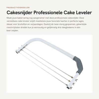 Dailygoods- Cakesnijder Professionele Verstelbare - Taartsnijder met 3 Draden - Roestvrij Stalen Cutter - Voor Bruiloft/Verjaardag - Eenvoudige Hoogteverstelling
