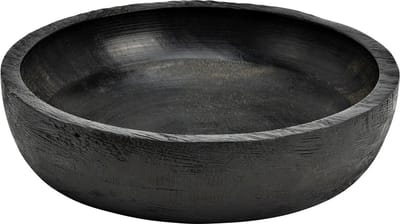 Fruitschaal - serveer schaal - mango hout - D20 x H5 cm - broodmand - zwart - fruitmand
