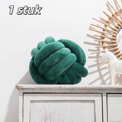 1 stuk - Sierkussen - Geknoopt sierkussen in de vorm van een bal - Decoratief sierkussen - Zacht rond - Kussen - Geweven sierkussen - Geschikt voor bank, slaapkamer, woonkamer - Diameter 22 cm - Donkergroen