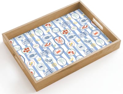 Dienblad hout 40x30 cm - Schootdienblad - Dieren - Zee - Patroon - Borrelplank rechthoek - Plateau dienbladen