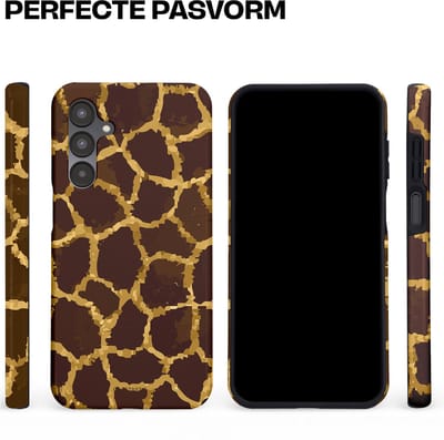 Casetastic hoesje geschikt voor Samsung Galaxy A16 - Dubbellaagse bescherming - Afrikaanse Giraffenprint - Fashion Case - Zwart Bruin Goud Olijfgroen