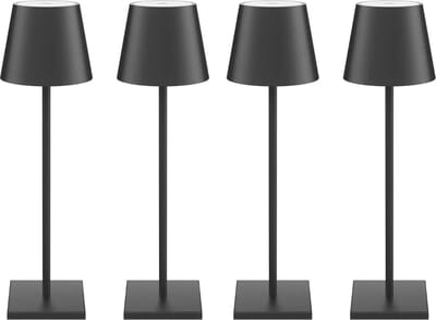 4 Stuks - Oplaadbare tafellamp - dimbaar - zwart - Duurzaam - aluminium - 2700K Bureaulamp