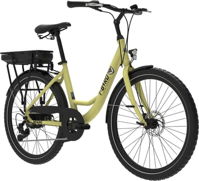 NETTLIFE Elekctrische Fiets 250W - 25km/h - Bereik 35-45km - 26×1.95 Band - Shimano 7 Versnellingen - geel - IP56